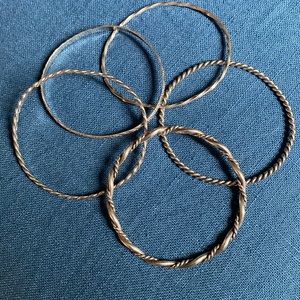 Vintage sterling silver bangles (5)